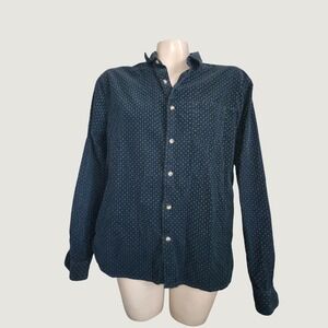 Urban‎ Outfitters Mens Small Teal Corduroy Geometric Diamond Button Down Shirt